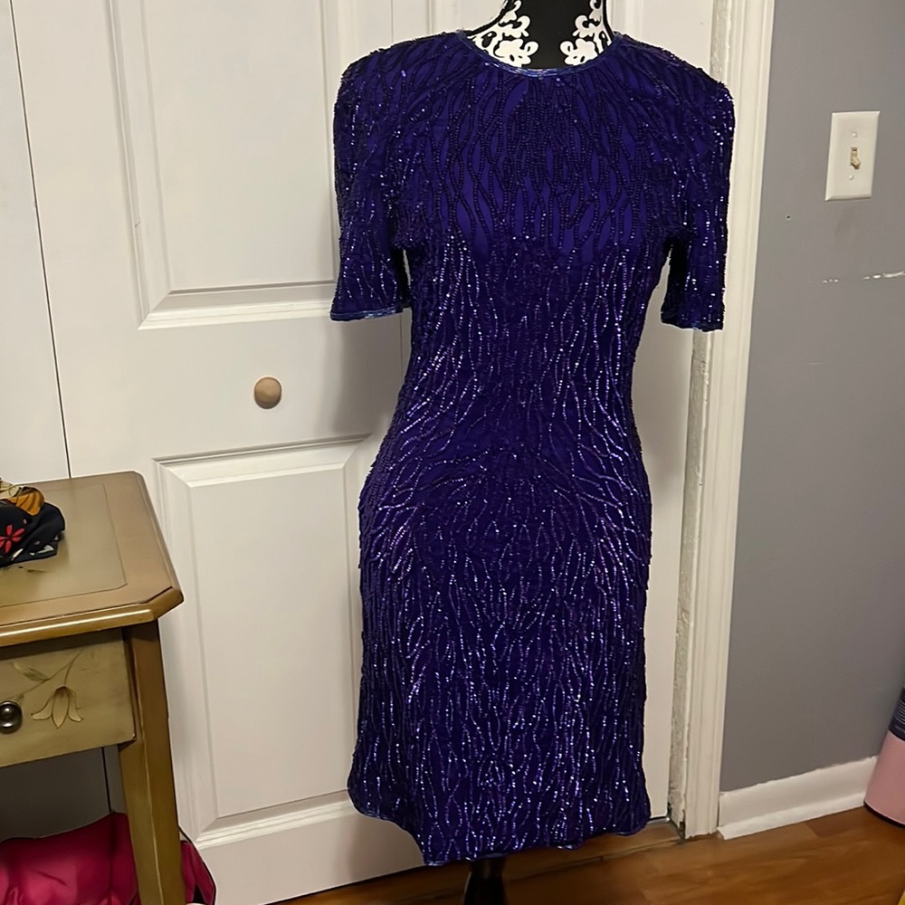 Vintage Purple silk sequin dress size small